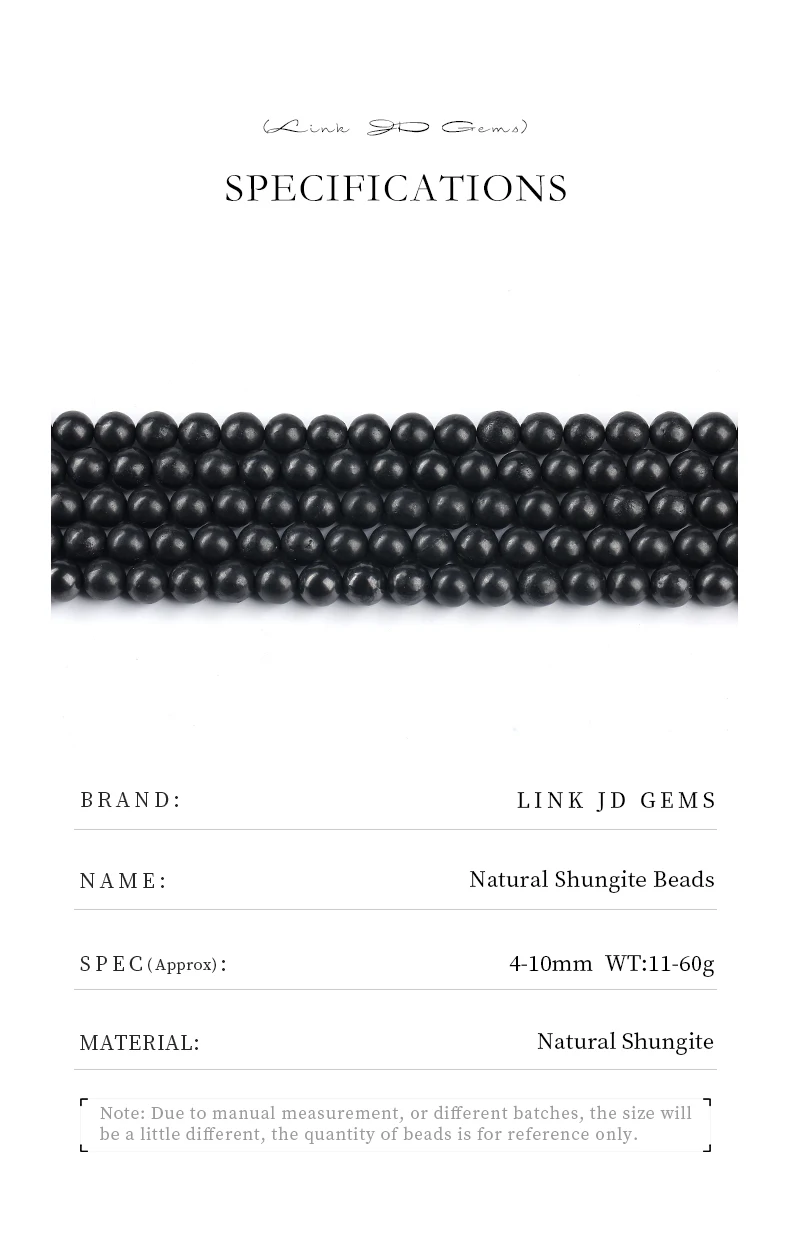 Echte natürliche russische Schungit-Perlen, runde lose Spacer-Edelsteinperlen für die Schmuckherstellung, Armband, Halskette, Zubehör – Detail 2