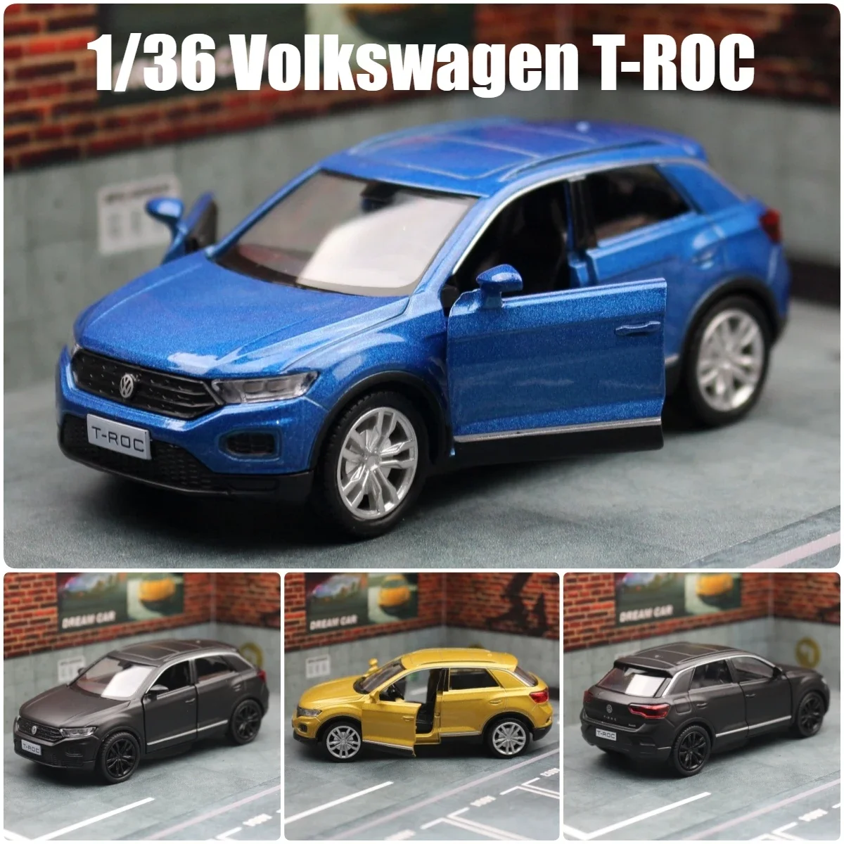 Volkswagen T-Roc Diecast Alloy Sport SUV Toy Car - Miniature Pull Back Vehicle Gift