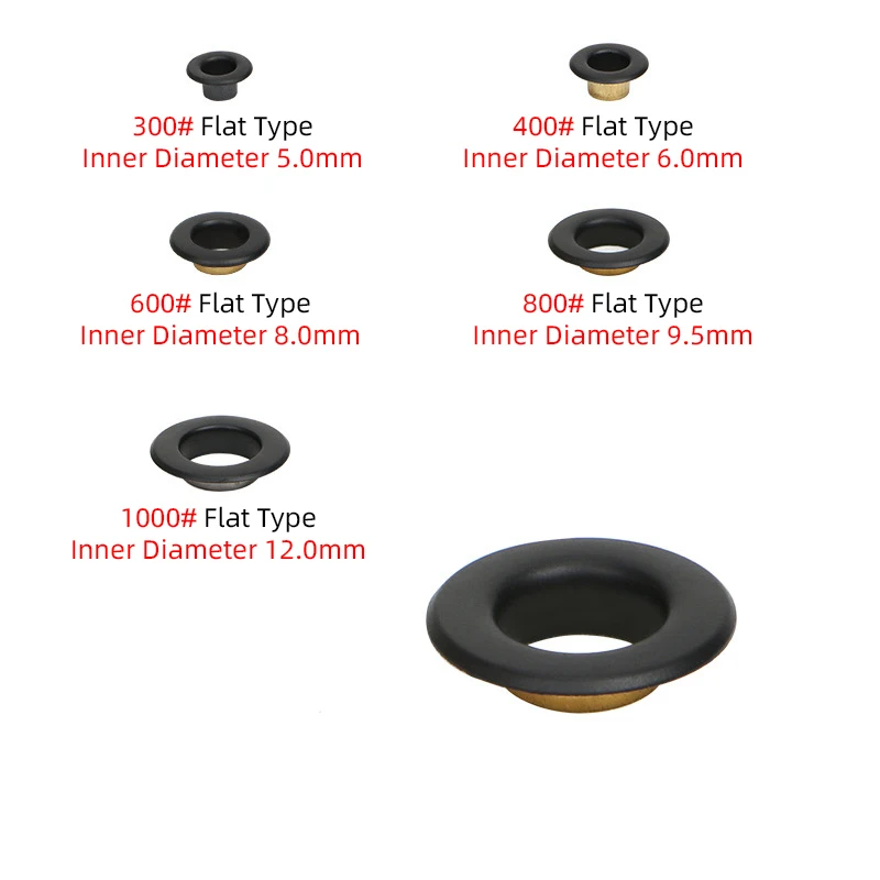 100sets Lacquer Matte Black Eyelets Flat Type Brass Eyelet for Leathercraft Shoes Bag Canvas Dress Clothes Accessories Grommet eyelet grommet ring eyelet grommet ring kit grommet eyelet kit screw back eyelets metal eyelet buttons