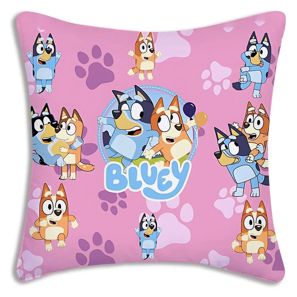Cartoon B-Blueys Bandit-Chilli Pillow Covers Cartoon Sofa Decorative Home Double-sided Printing Short Plush Cute Cushion Cover