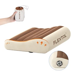 Compact Ergonomic Inflatable Pillow - Dual Support, Lightweight, Washable, Ultra-Quiet Design (Brown)