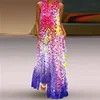 Vintage Print Maxi Dress For Women Summer Loose Sleeveless Long Dresses Elegant Lady V Neck Pocket Boho Beach Sundress Vestidos 5