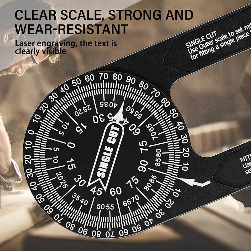 

Miter Saw Protractor 360° Horizontal Carpenter's Square Positioning Angle Gauge Aluminum Alloy Woodworking Cutting High-Quality