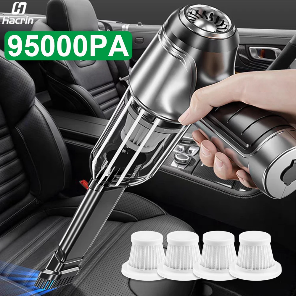 Car Vacuum Cleaner 95000PA Strong Suction Handheld Wireless Vacuum Cleaner Blower 2 in 1 Portable Vacuum Cleaner For Car Home portable cordless air duster wireless handheld car vacuum cleaner rechargeable 5000pa suction power dust blower for pc keyboard