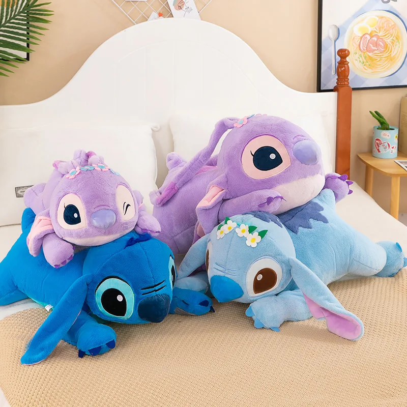 디즈니 55cm 스티치 인형 봉제 인형 릴로 & 스티치 봉제 인형 부드러운 베개 경향이 자세 어두운/밝은 보라색 귀여운 장난감 선물
