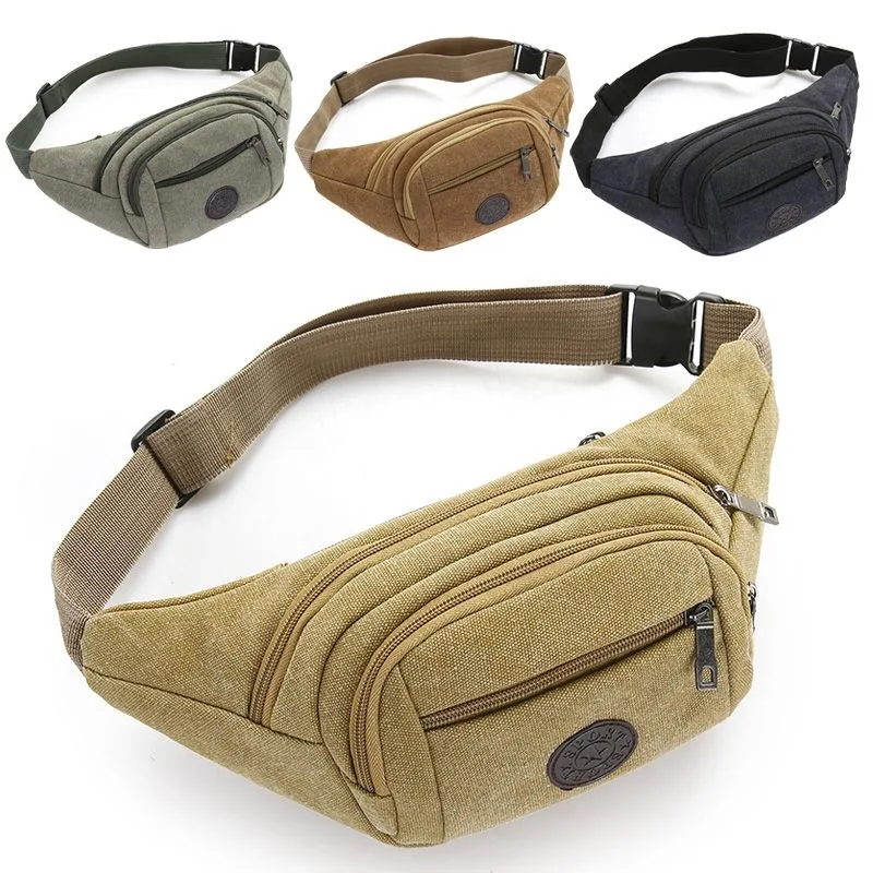 

Sports Casual Canvas Waist Packs Casual Canvas Crossbody Bag On Shoulder Travel Sling Bag Pack Messenger Pack Chest Bag For Male