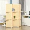 6' Folding Privacy Screen Indoor Room Divider w/ 2 Open Display Shelves, Natural 2