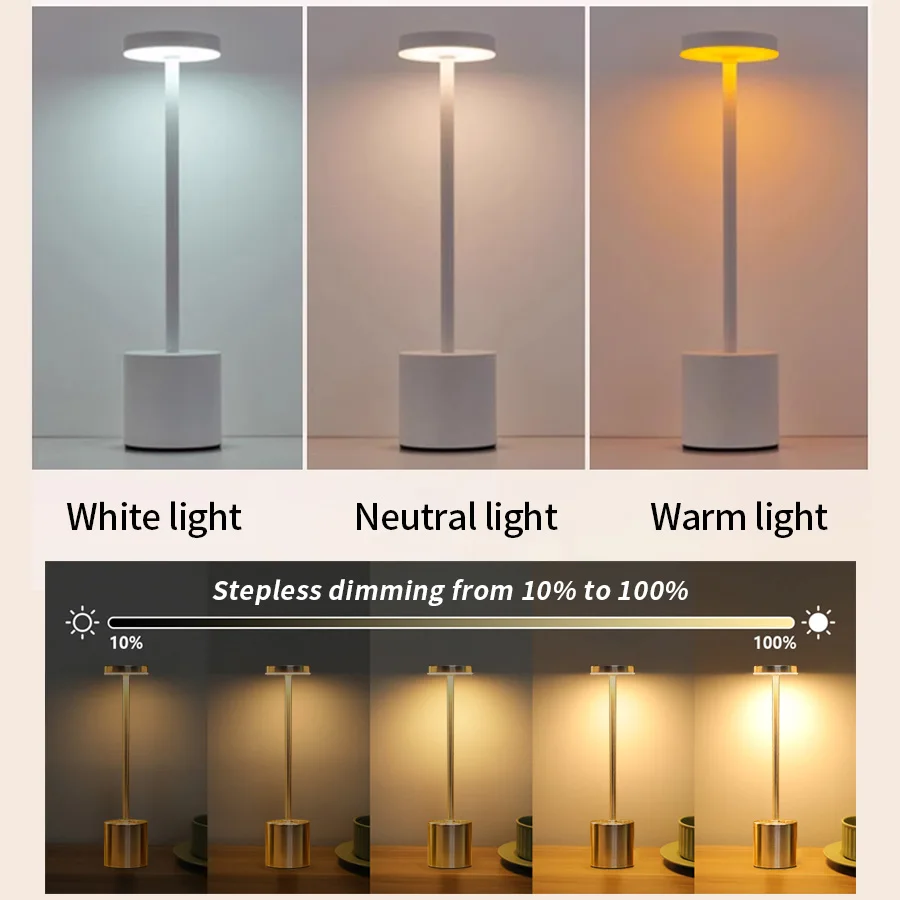 table lamp Classic Table Lamp USB Rechargeable Night Light Stepless Dimming Touch Desk Lamp 3 Colors Bedside Bar Hotel Decoration