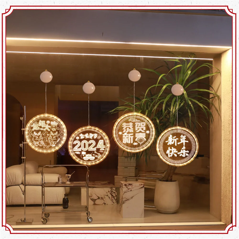 

Весна 2024, яркие светодиодные фонари нового года, декор для окон