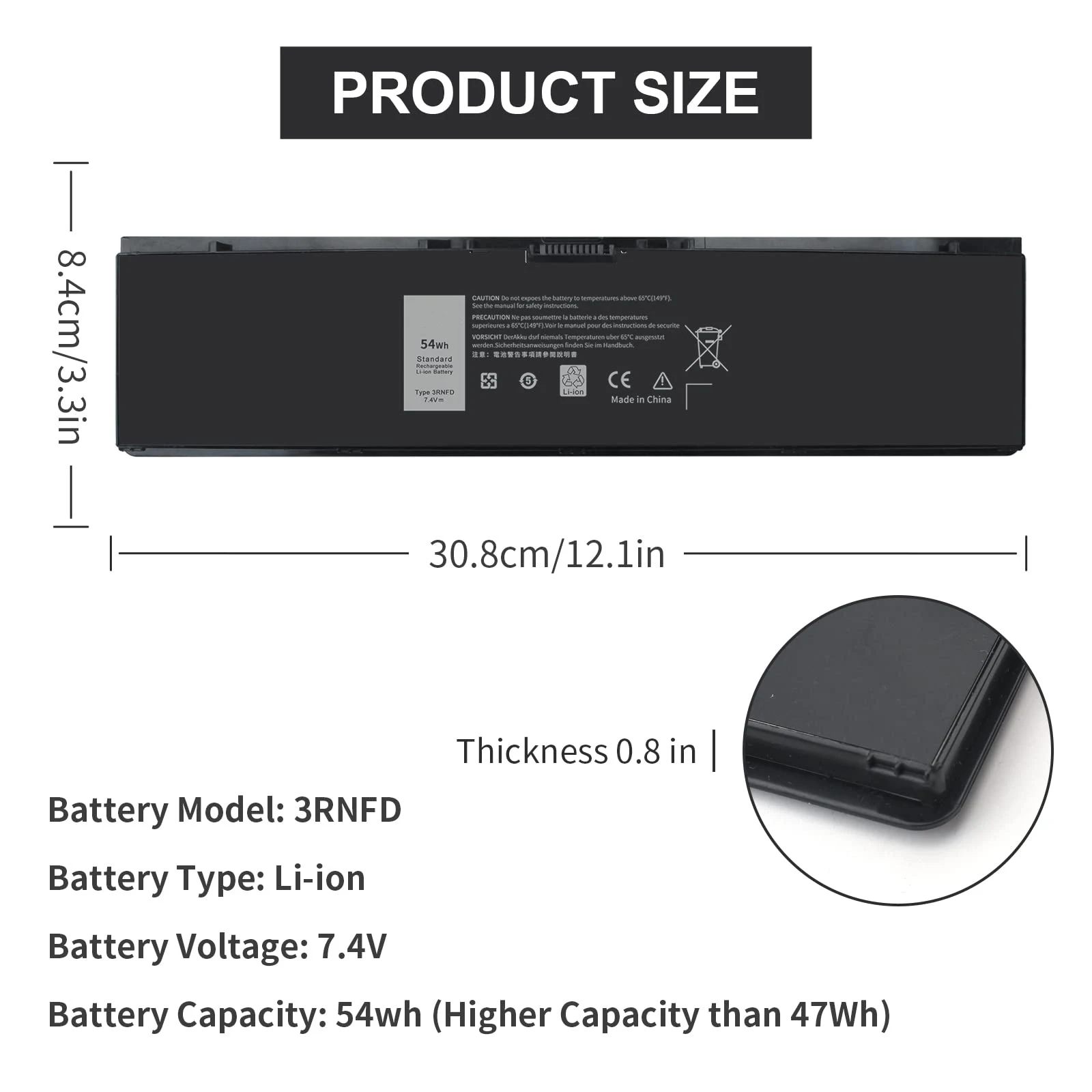 High Capacity 54Wh E7440 3RNFD Battery Replacement for Dell Latitude 14 E7450 E7420 Series Laptop V8XN3 34GKR 451-BBOG BBFV 7.4V laptop battery