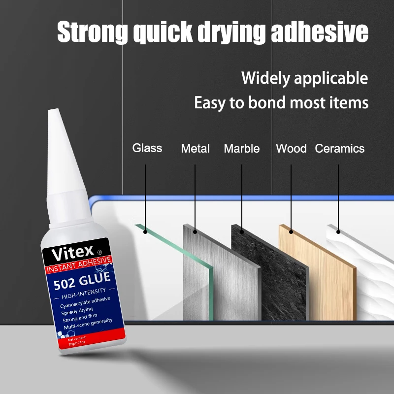 LOOLIFL 20g Wood Rubber Metal Glass Super Liquid Universal Shoe Repair Glue Stationery Store 502 Instant Strong Bond Leather 6