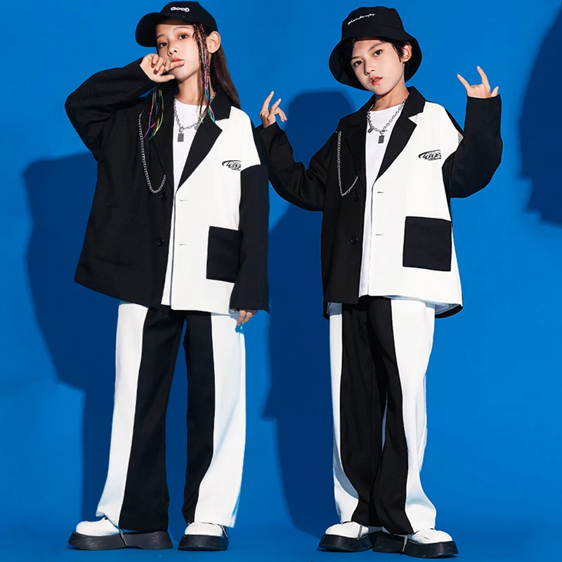 

New Girls Jazz Dancing Outfits Teenage Clothing Loose Jacket Hiphop Pants For Kids Show Dance Costumes Boys Hip Hop Stage Wear