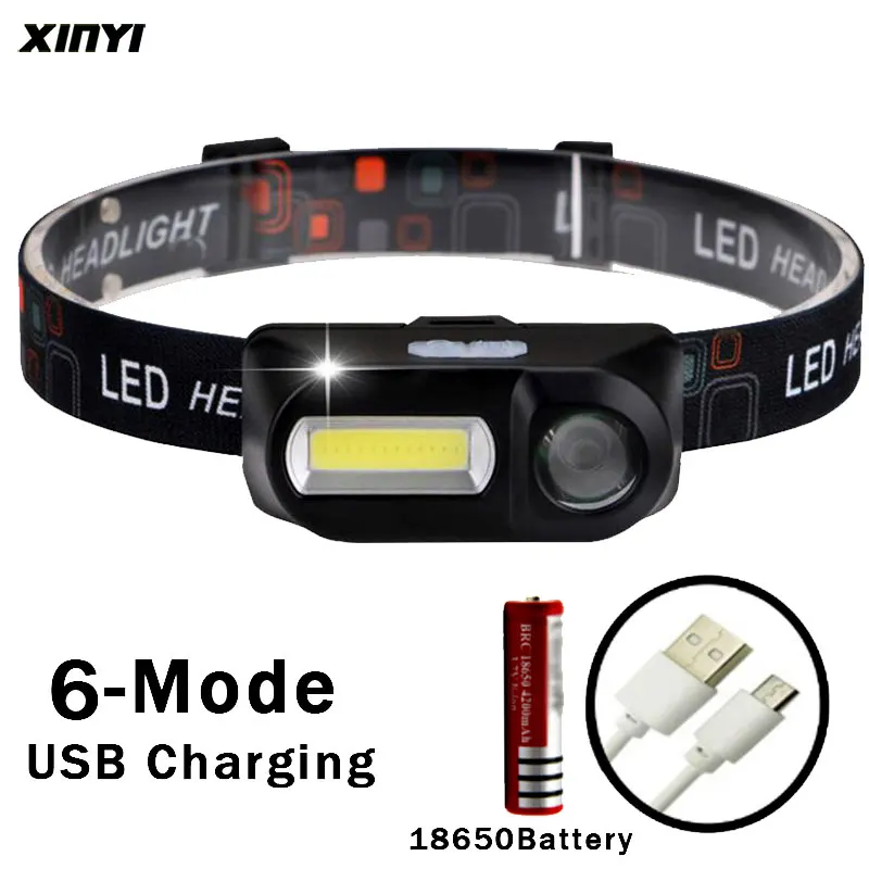 

5000LM USB rechargeable LED Headlamp COB + XPE Night Running Head Lamp Headlight Torch for Fishing Camping Use 18650 Battery