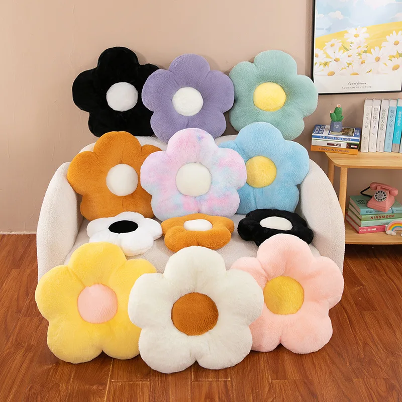 35cm/50cm Sunflower Cushion Soft Warm Sofa Bed Sleeping Back Colorful Flowers Plush Pillow Home Decor Floor Winter Thick Mat 6