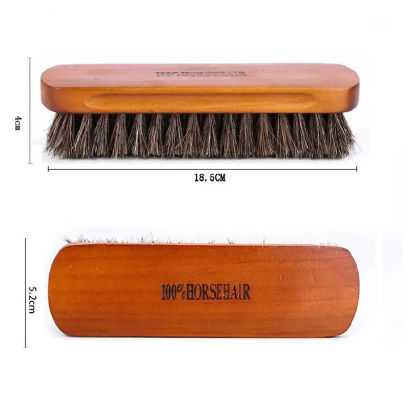 Natural Wood Bristle Horse Hair Shoe Boot Brush Care Clean Shine Polish Brush Cleaning Brushes Leather Real Soft Polishing Tools