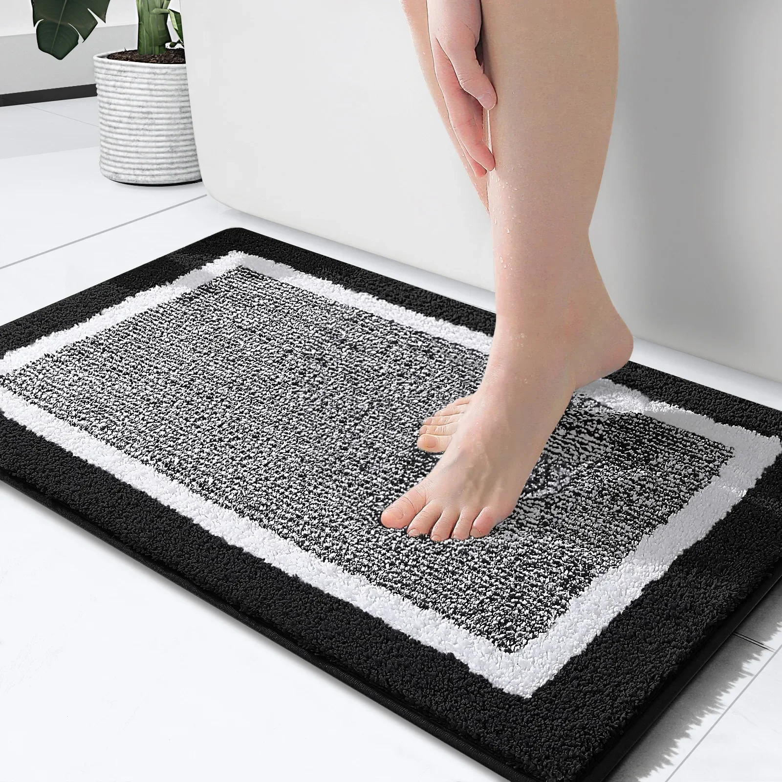 Large Bathroom Rugs Non Slip Bath Mats Bathroom Machine Washable Plush Carpet Room Floor Decor Absorbent Bath Rugs Shower