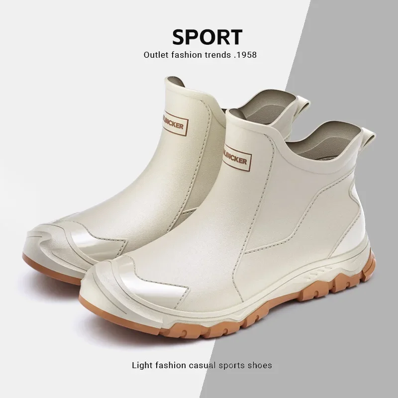 Bottes de pluie couple style coréen blanc courtes écologiques wading outdoor chaussures caoutchouc