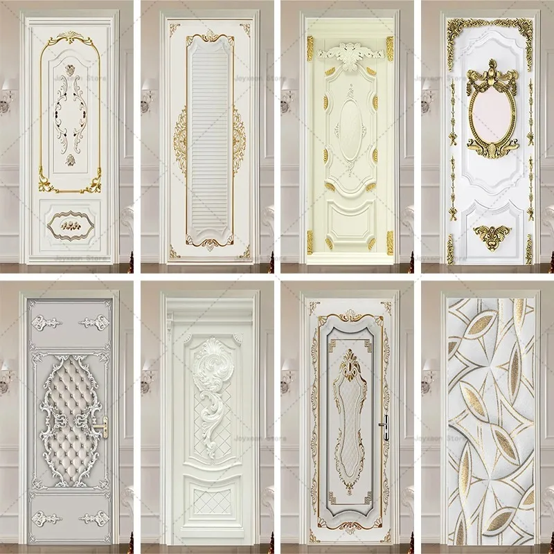 레트로 유럽 스타일 문짝 스티커, 모던 홈 데코 벽화, 3D 입구 옷장, 방수 접..