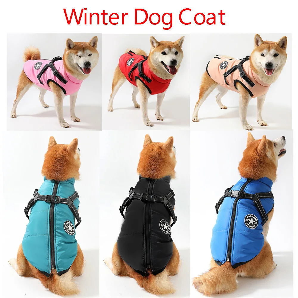 

Pet Harness Jacket Winter Warm Dog Clothes Thickened Reflective Waterproof Cat Puppy Coats Small and Medium-sized Dogs Outwear