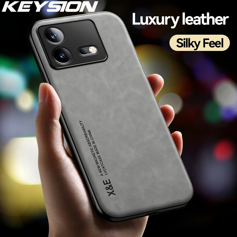 KEYSION Luxury Retro Leather Case for IQOO Neo 8 7 Soft Silicone+PC Shockproof Phone Back Cover for VIVO IQOO Neo 7 8_voghion.com