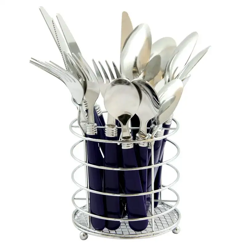 

II 16 Pieces Flatware Set with Wire Caddy Cooling rack Silicone for air fryer Silicone kitchen accessories Wooden box Silicone f