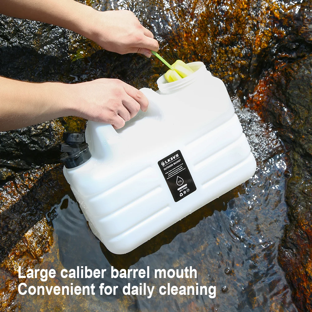 11L Camping Water Container Large Capacity Outdoor Water Bucket Portable Car Tank with Faucet for Camping Cooking Picnic