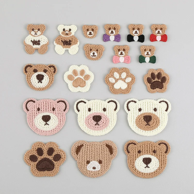 10 Pcs Versatile Cartoon Teddy Bear Embroidery Patch Bag Down Jacket Phone Case Hair Decoration Shoes Socks Sweater Patch Patch