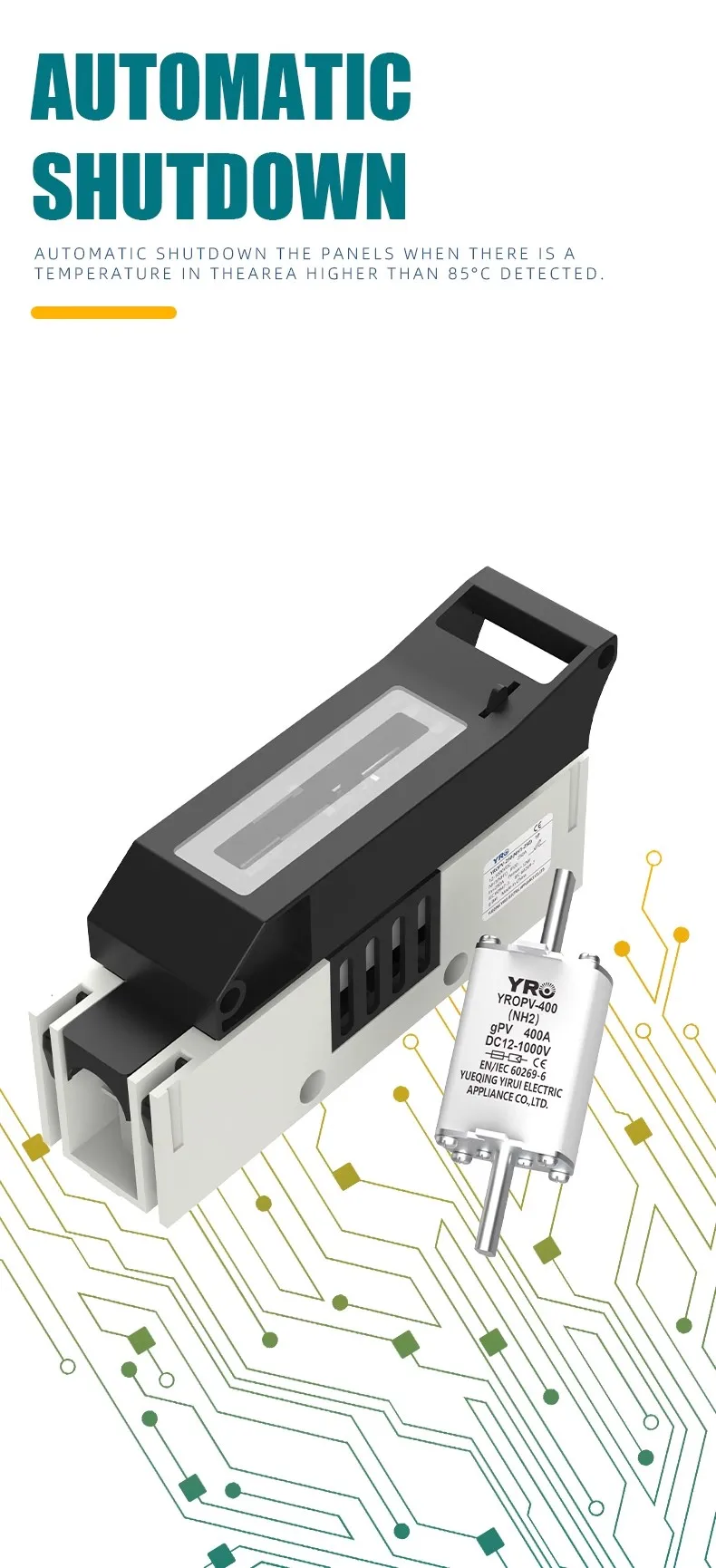 Description Picture 5 of item1000VDC Fuse Disconnector Switch 1P for NH1 battery fuse 250A Telecom Fuse