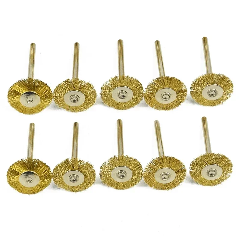 Lot De 10 Brosses Métalliques Pour Roue De Polissage - Tige 6 Mm - Diamètre 50 Mm - Décapage Rouille