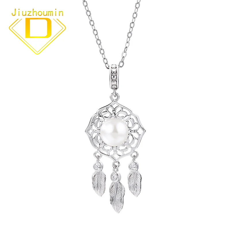 

Dream 925 Sterling Silver Dreamcatcher Peal Pendant Necklace for Women Cute Clavicle Chain Fine Jewelry Birthday Gifts for Girls