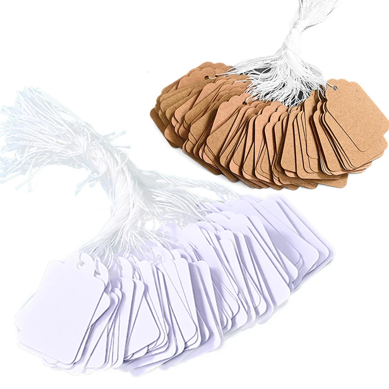 

100pcs Kraft Paper Tags With Strings Handmade With Love Hang Tags Garment Tags For Candy/gift/cookies Display Packing Label Card