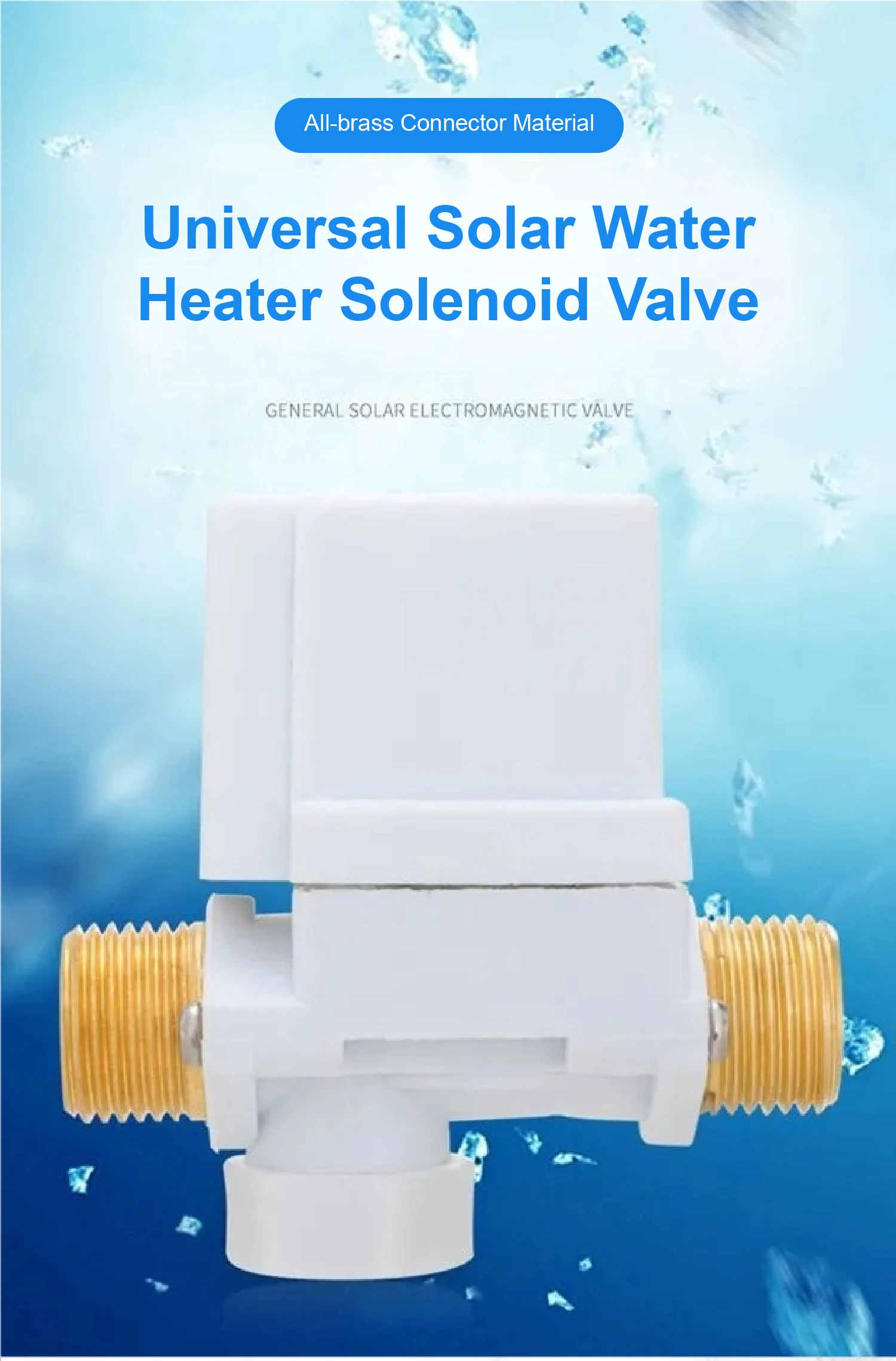 1/2" Brass Male Thread Solar Solenoid Valve DC12V AC220V Normally Closed Water I