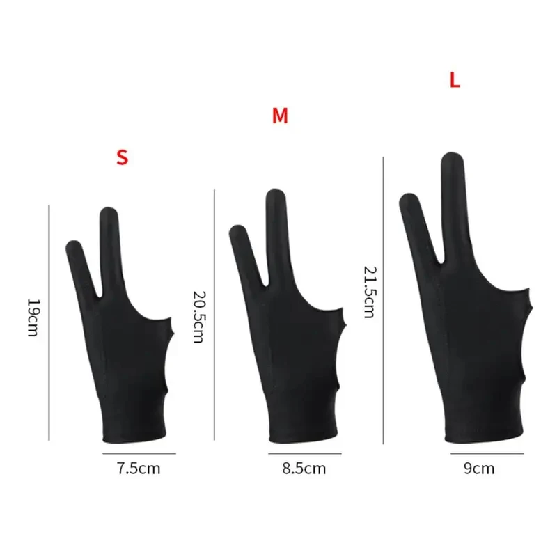 1/2pcs 스타일러스 블랙 블루 그레이 핑크 방오 방지 스크래치 방지 두 손가락 장갑 태블릿 드로잉 장갑 페인팅 장갑 스크린 장갑