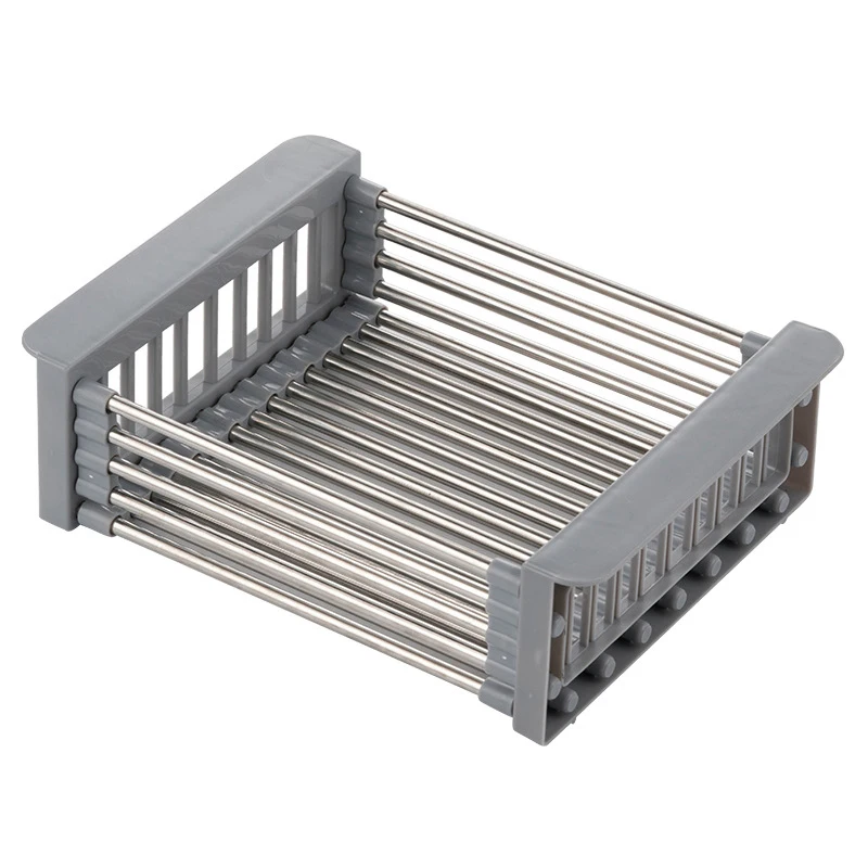 Retractable Stainless Steel Sink Strainer Drain Vegetable Fruit Drainer Basket Rack Storage Tool Sink Filter Rack Shelf
