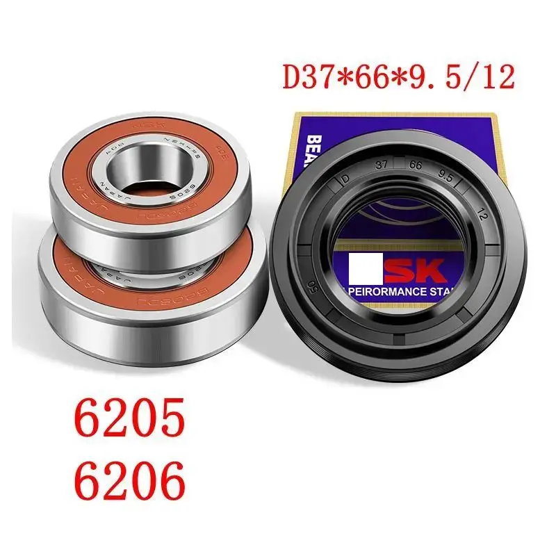 for LLGG drum washing machine Water seal（37*66*9.5*12）+bearings 2 PCs（6205 6206）Oil seal Sealing ring parts washing machine filter bag washing machine shock absorber washing machine carbon brushes washing machine drain pump motor washing machine switch washing machine drain pipe kit washing machine belt washing machine door handle washing machine drive board washing machine timer
