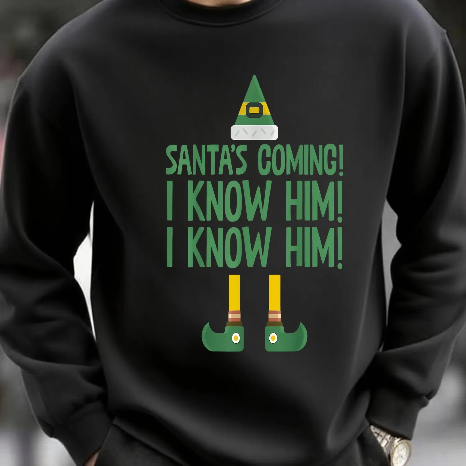 Men's Black Casual Fleece Sweatshirt - Comfort for the Weekend