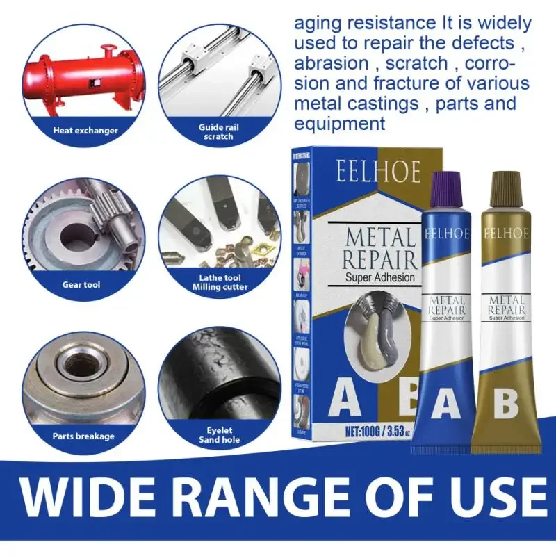 AB Metal Strength Glue Repair Iron Bonding Adhesion Heat Resistance Cold Weld Metal Repair Adhesive Agent Caster Glue Weld Tool