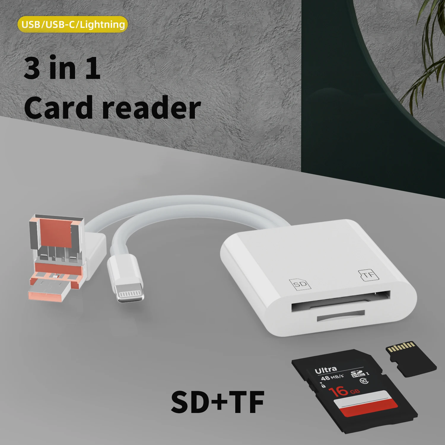 Memory Card Reader with USB Camera Adapter Plug and Play Trail Game Camera SD Card Viewer Supports SD and TF Micro