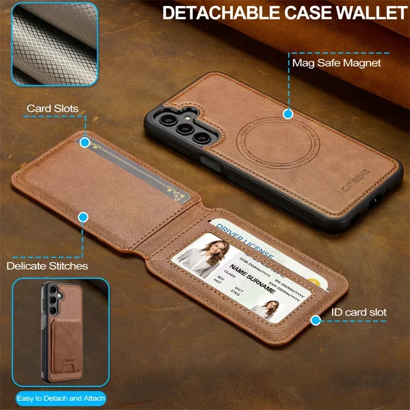 Premium Magsafe Magnetic Flip Leather Wallet Phone Case with Card Holder