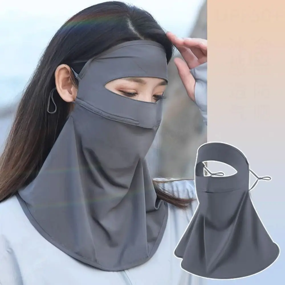 Summer Breathable Mask for Woman Anti-UV UPF50+ Sun Protective Scarf Ice Silk Mask for Cycling Sunscreen Shawl