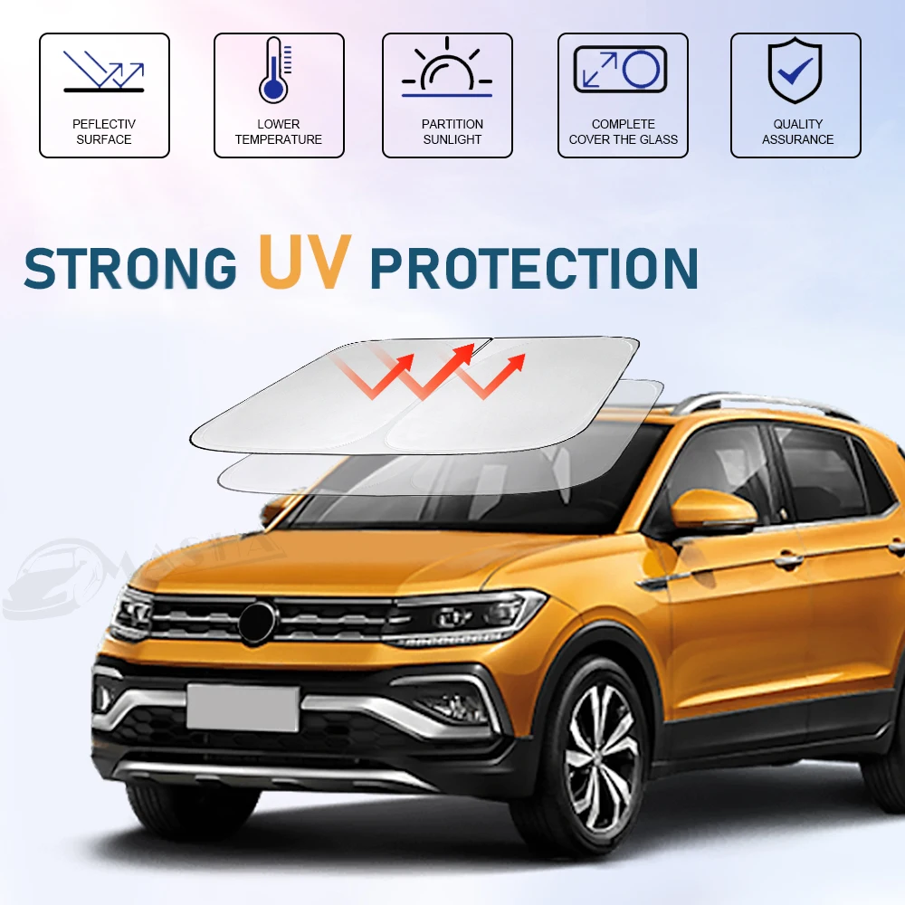 Voiture Parebrise Avant Pare Soleil Pour Volkswagen T-roc, Couverture ComplèTe Pliable Anti Uv Protection IntéRieure Accessoires - 5