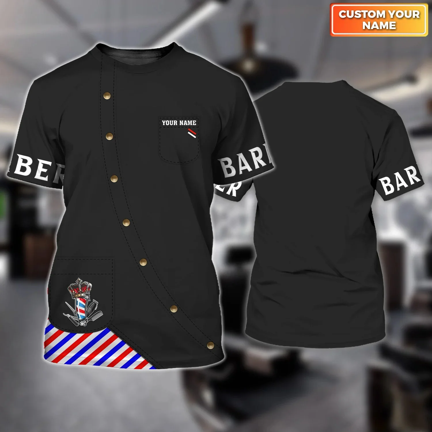 2023 Neuestes Sommer-T-Shirt für Herren, Friseurbekleidung, individuelles Friseursalon, 3D-gedrucktes Unisex-T-Shirt, Straße, lässiges Sport-T-Shirt DW 178 – Detail 12