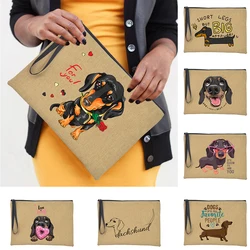 Women's Cosmetic Bags Short Legs But Big Attitude Dachshund Dog Print Zipper Toiletry Organizer Clutch Pouch Makeup Bag Travel