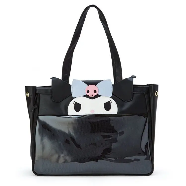 Sanrio Melody Woman Bag Tote Bag Cartoon Cute Kuromi Cinnamoroll  Leather Transparent Handbag Large Capacity Zipper Shoulder Bag