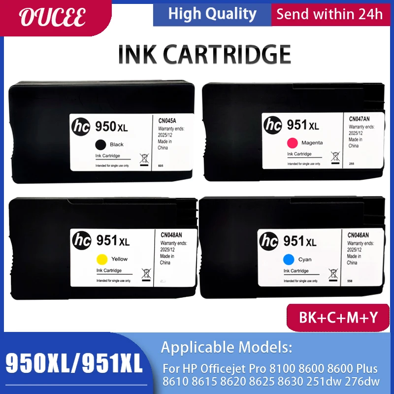 Cartuccia Di Inchiostro 950Xl 951Xl Per Hp Officejet Pro 8100 8600 8600 Plus 8610 8615 8620 8625 8630 251Dw 276Dw Per Hp950Xl Hp951Xl