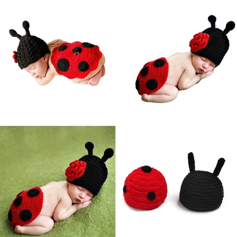 

Lovely Newborn Crochet Knitted Outfit Hat/Pants Photography Props Costume Set Newborn Photography Accessories Costumes