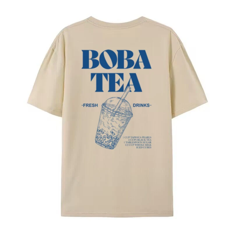 Description Picture 4 of itemWomen Retro Aesthetic Back Print Boba Tea T-Shirt Cute Bubble Tea Graphic Tees Foodie T Shirt Unisex Loose Vintage Fashion Tops