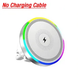 Magnetic Wireless Car Charger with RGB Lighting and Air Vent Mount (White No Cable)