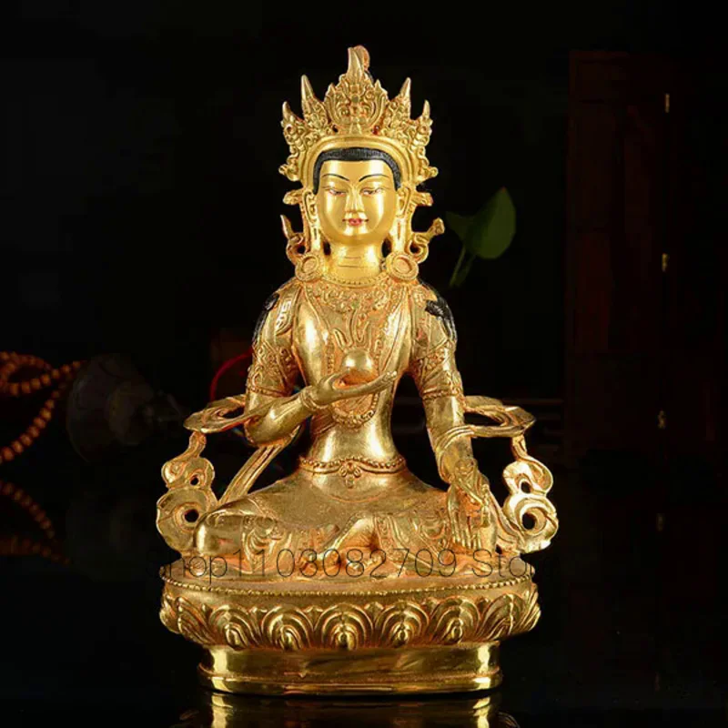 

Wholesale buddha statue#8 inch # Tibetan Buddhism Ksitigarbha Bodhisattva Gold-plated brass statue # HOME efficacious Talismans