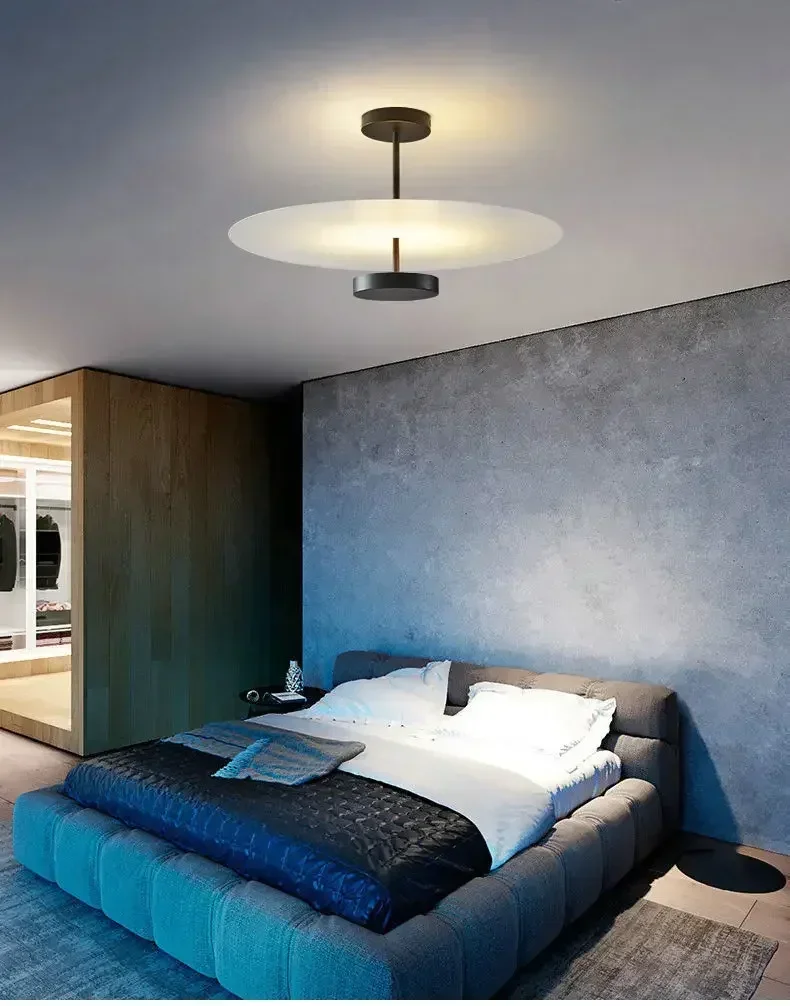 Description Picture 2 of itemNordic Minimalist Round Chandeliers Acrylic Black for Bedroom Track Bar Salon Pendant Lights Home Decor Indoor Lighting Fixture